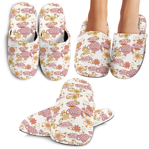 Tea pots Pattern Print Design 01 Slippers