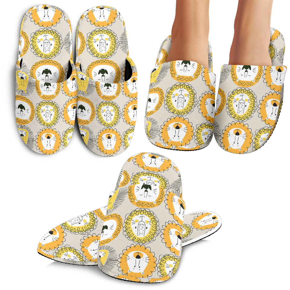 Lion Pattern Print Design 04 Slippers