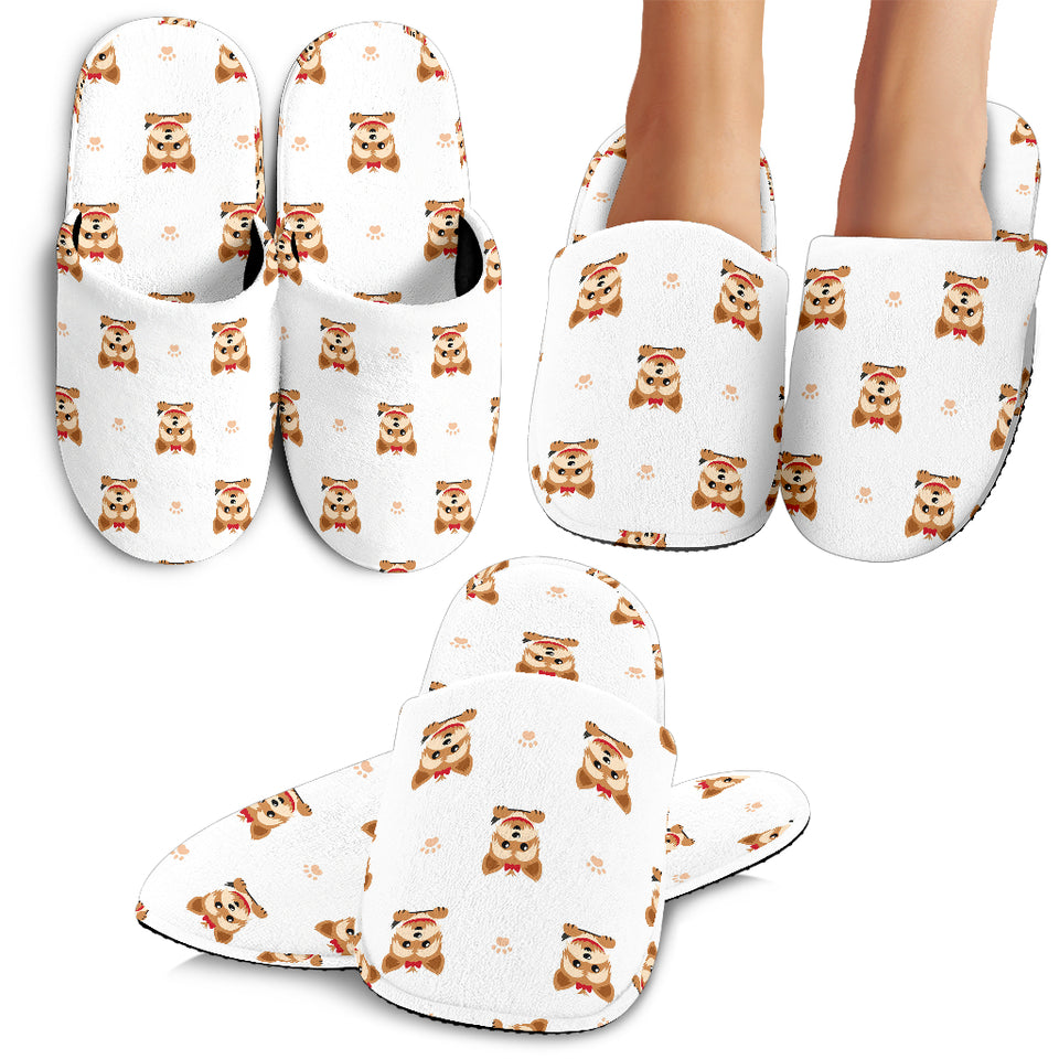Yorkshire Terrier Pattern Print Design 03 Slippers