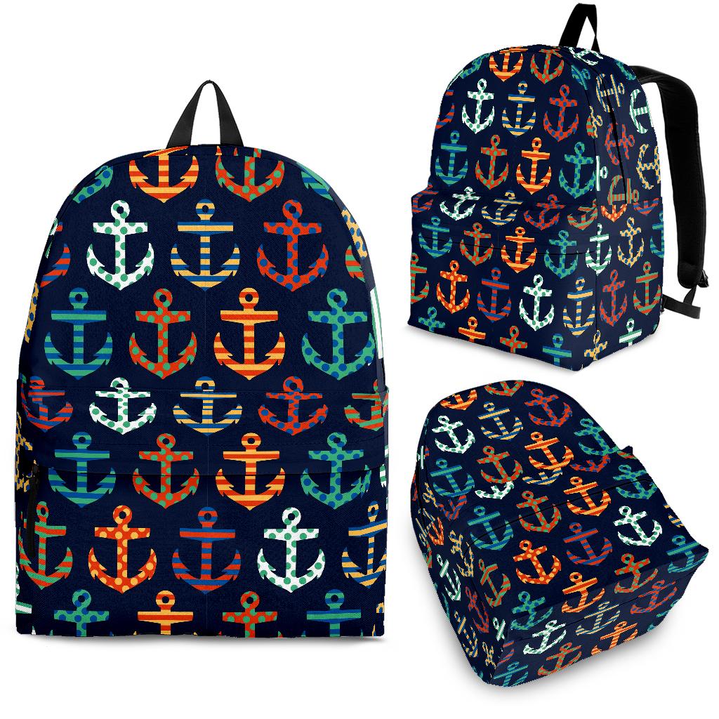Colorful Anchor Dot Stripe Pattern Backpack