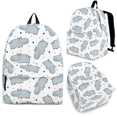 Hippopotamus Pattern Print Design 01 Backpack