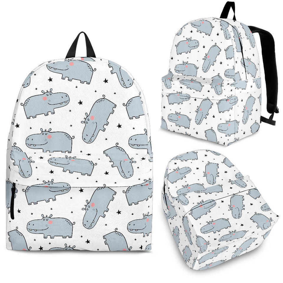 Hippopotamus Pattern Print Design 01 Backpack