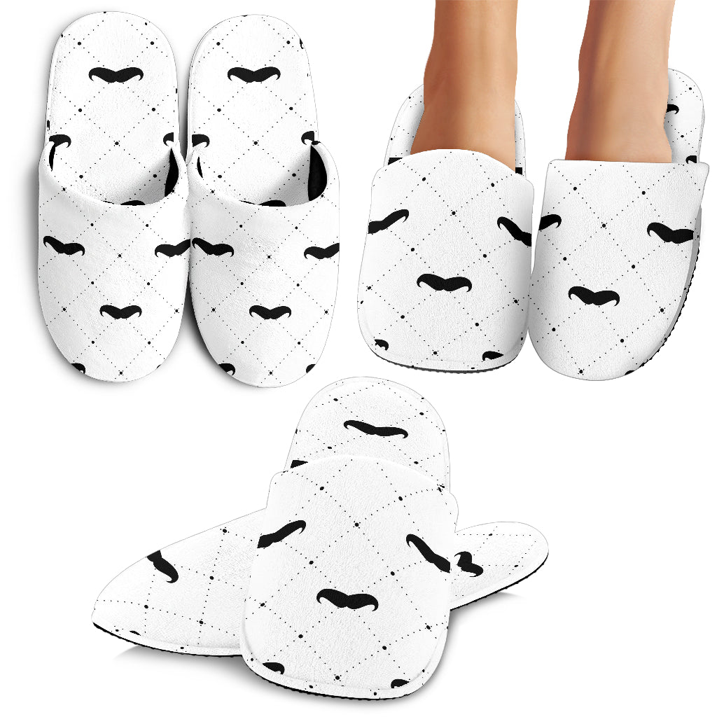 Mustache Beard Pattern Print Design 04 Slippers
