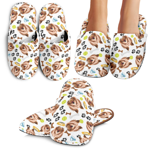 Yorkshire Terrier Pattern Print Design 05 Slippers