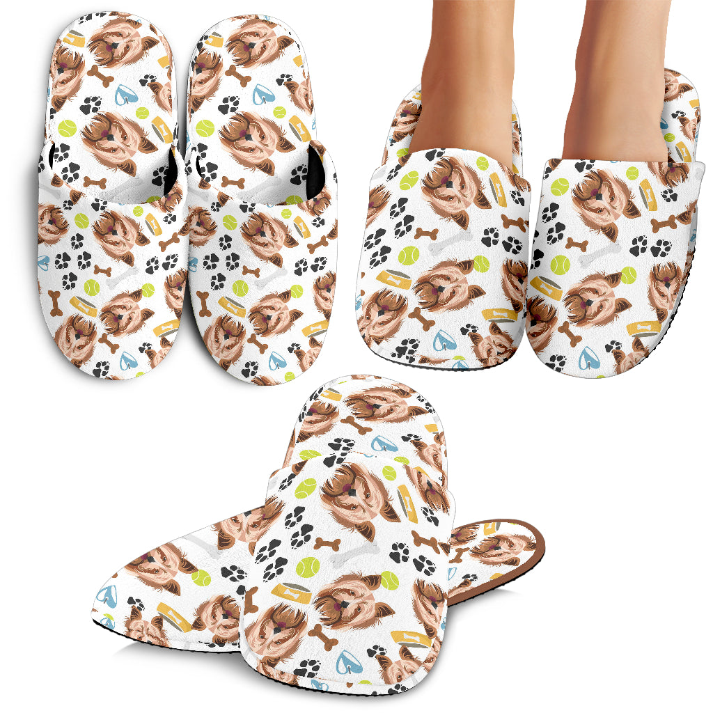 Yorkshire Terrier Pattern Print Design 05 Slippers