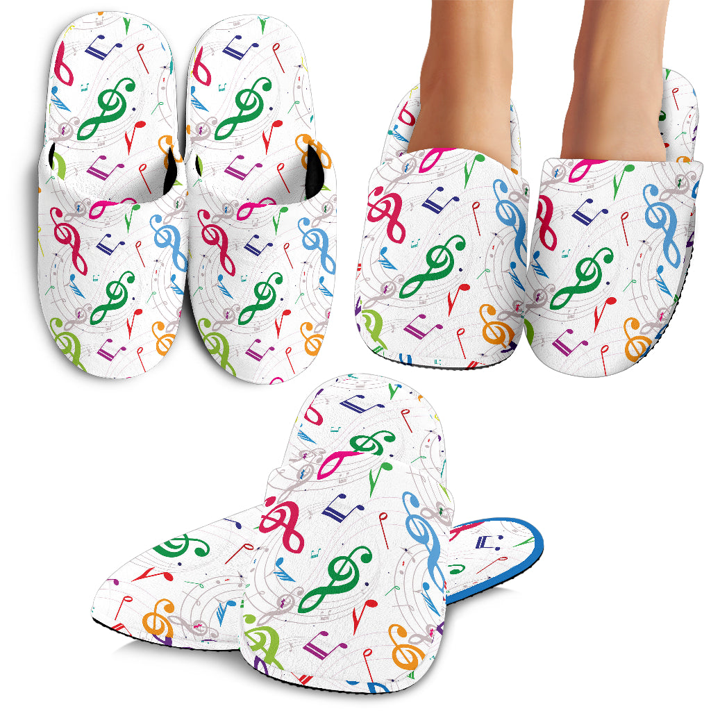 Music Notes Pattern Print Design 02 Slippers