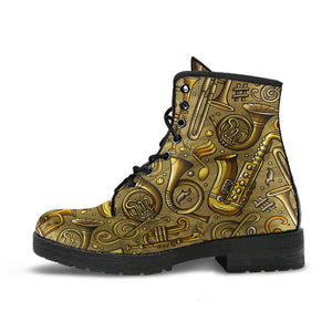 Saxophone Gold Pattern Leather Boots