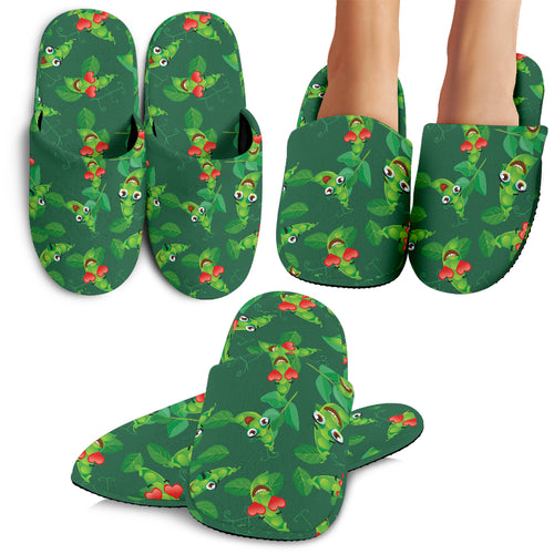 Green Peas Pattern Print Design 05 Slippers