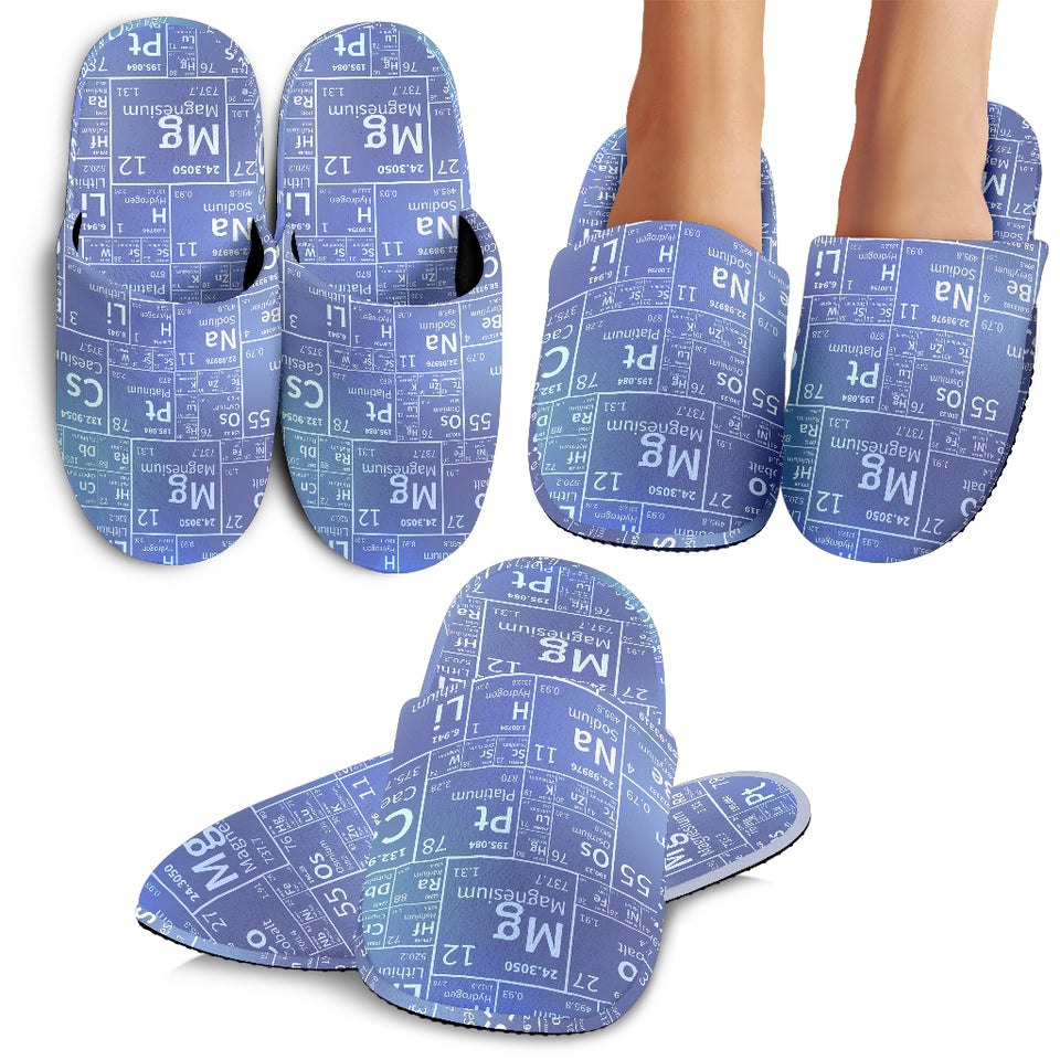 Chemistry Periodic Table Pattern Print Design 02 Slippers