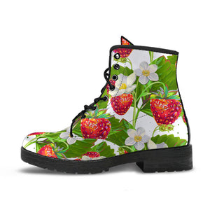 Strawberry Pattern Leather Boots