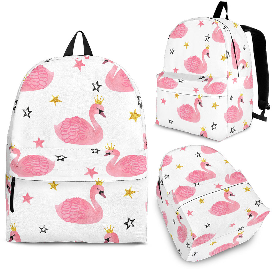 Pink Swan Pattern Backpack