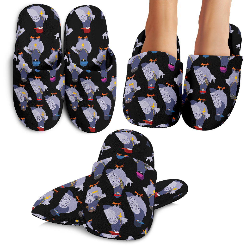 Pigeon Pattern Print Design 04 Slippers