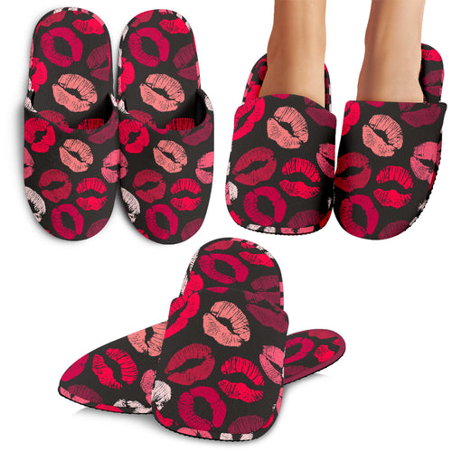 Lips Pattern Print Design 02 Slippers