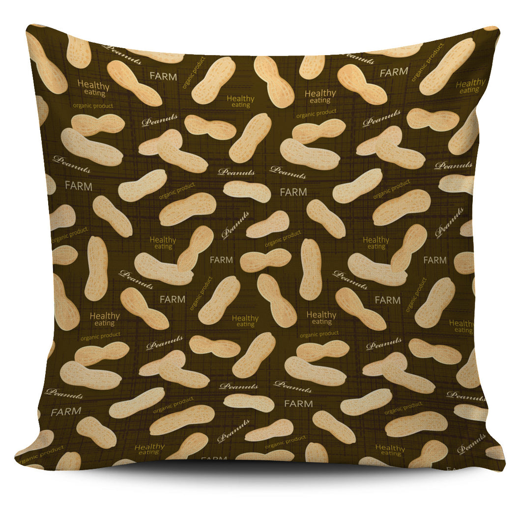 Peanut Pattern Green Background Pillow Cover