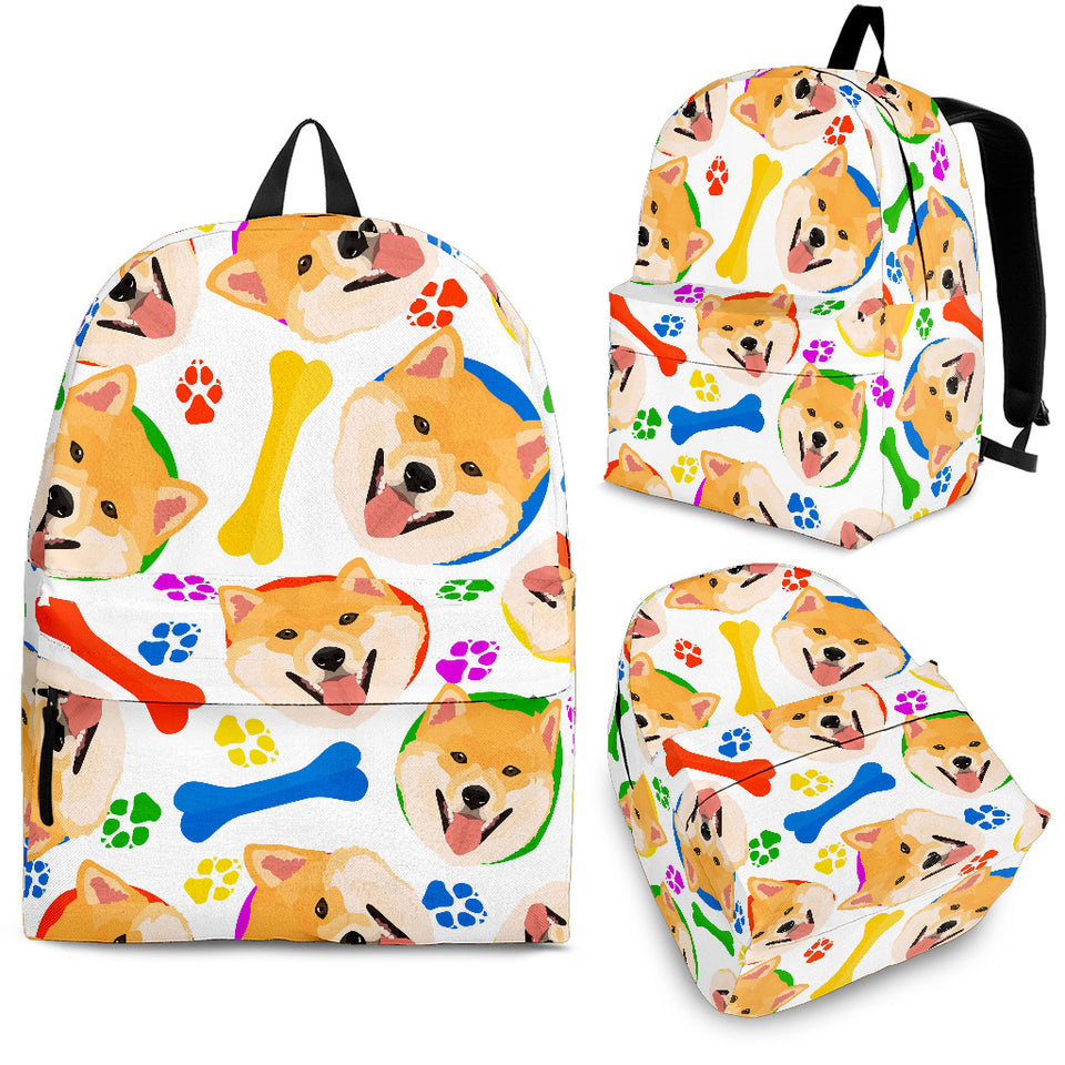 Shiba Inu Paw Bone Pattern Backpack