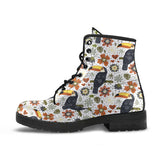 Toucan Flower Pattern Leather Boots