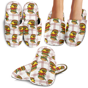 Hamburger Pattern Print Design 03 Slippers