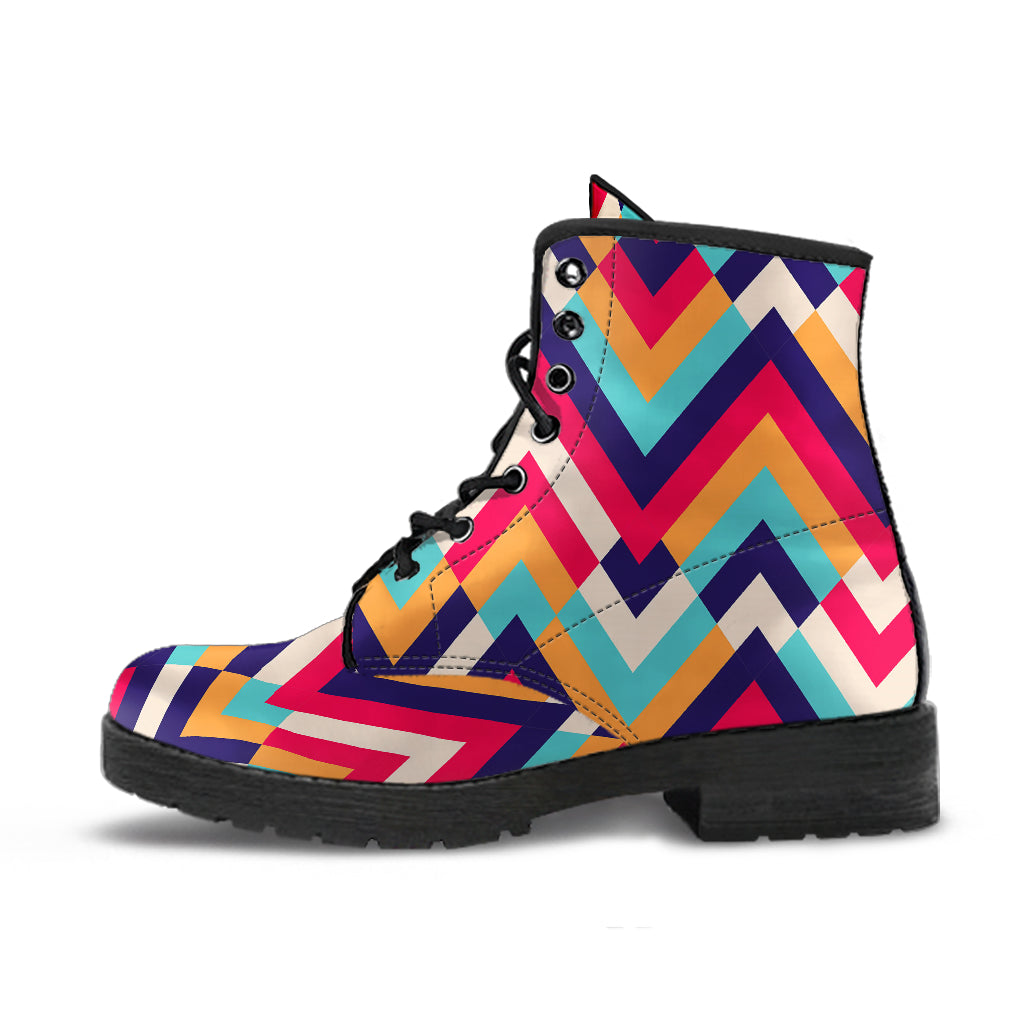 Zigzag Chevron Pattern Background Leather Boots