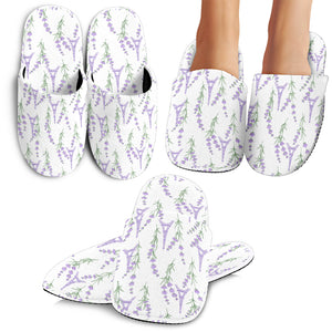 Eiffel Tower Lavender Pattern Print Design 01 Slippers