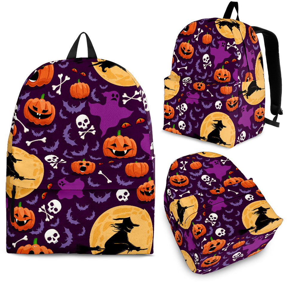 Halloween Pumpkin Witch Pattern Backpack