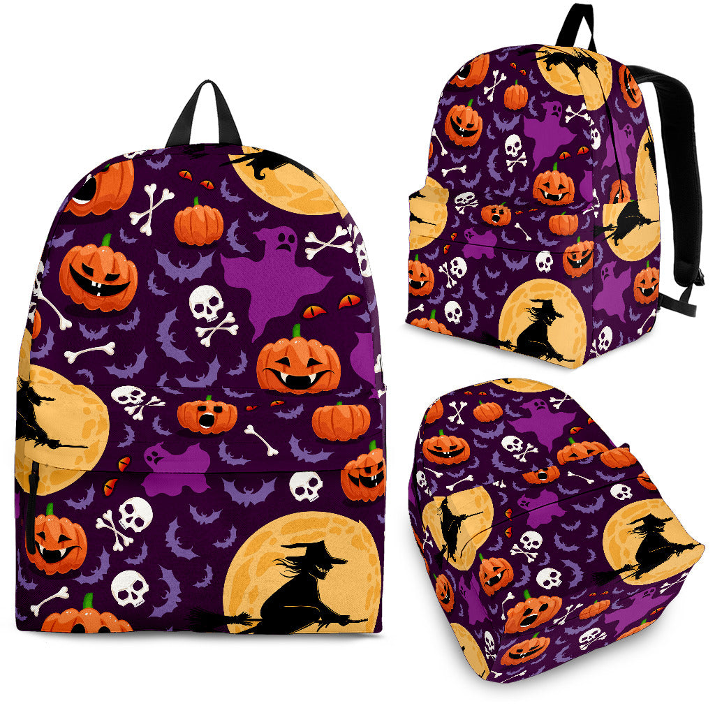 Halloween Pumpkin Witch Pattern Backpack