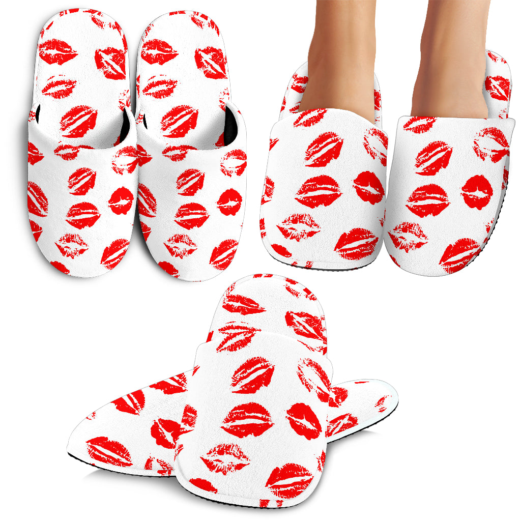 Lips Pattern Print Design 01 Slippers