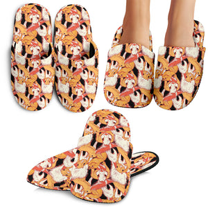 Squirrel Pattern Print Design 04 Slippers