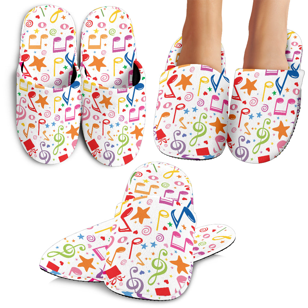 Music Notes Pattern Print Design 04 Slippers
