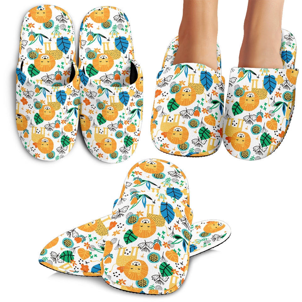 Lion Pattern Print Design 02 Slippers