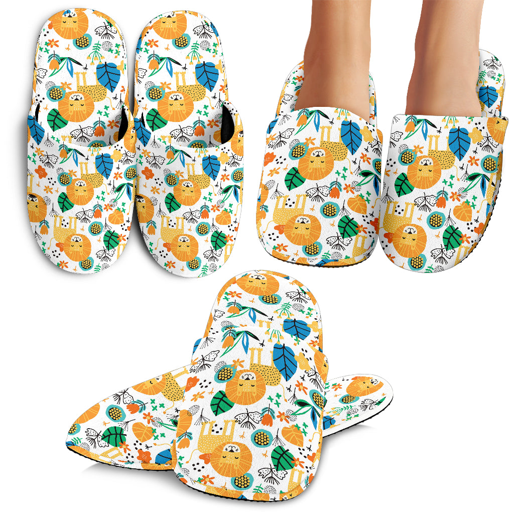 Lion Pattern Print Design 02 Slippers