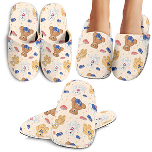 Teddy Bear Pattern Print Design 01 Slippers