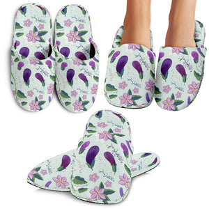 Eggplant Pattern Print Design 03 Slippers