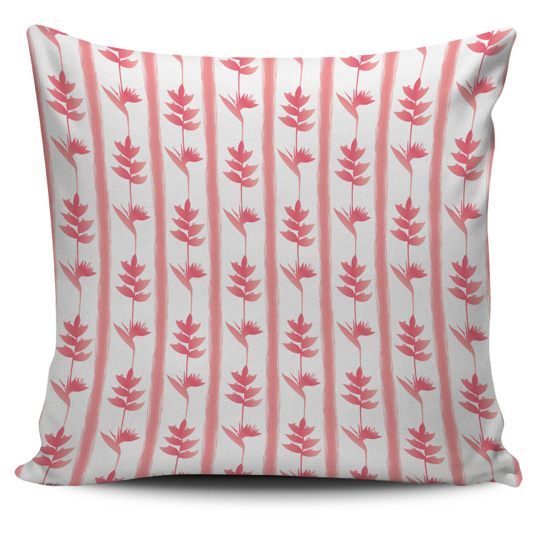Heliconia Pink White Pattern Pillow Cover