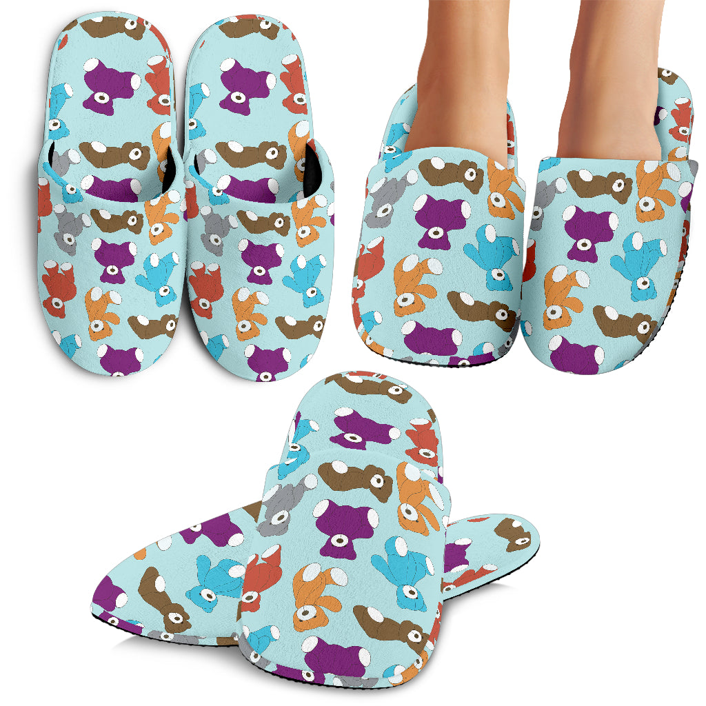 Teddy Bear Pattern Print Design 03 Slippers