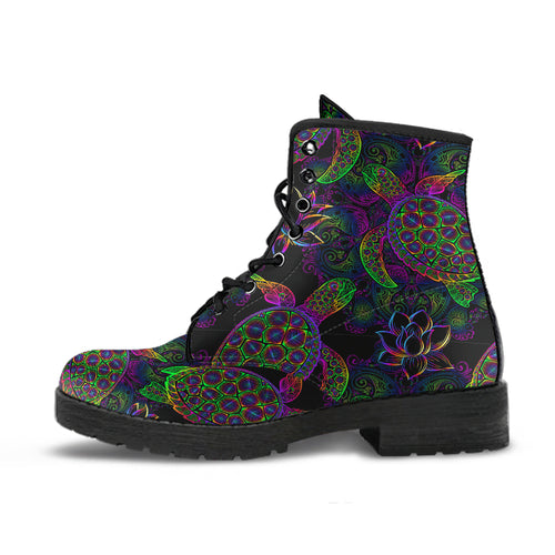 Sea Turtle Pattern Leather Boots