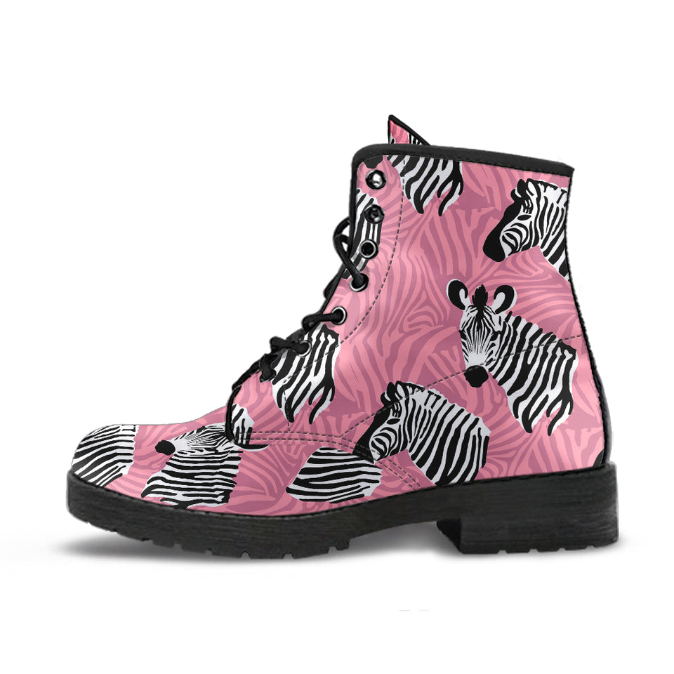 Zebra Head Pattern Leather Boots