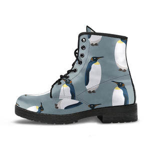 Penguin Pattern Theme Leather Boots