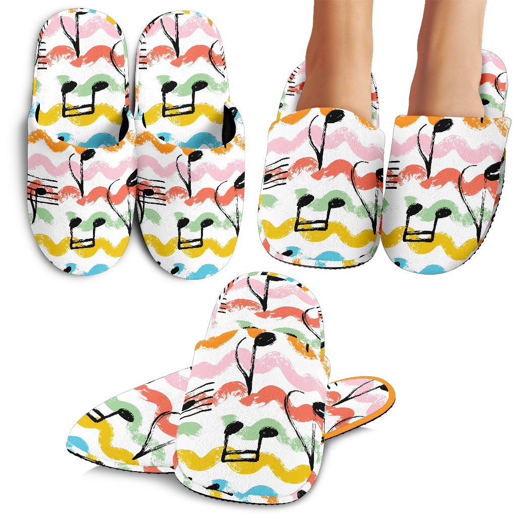 Music Notes Pattern Print Design 01 Slippers