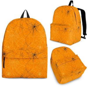 Cobweb Spider Web Pattern Orange Background Backpack