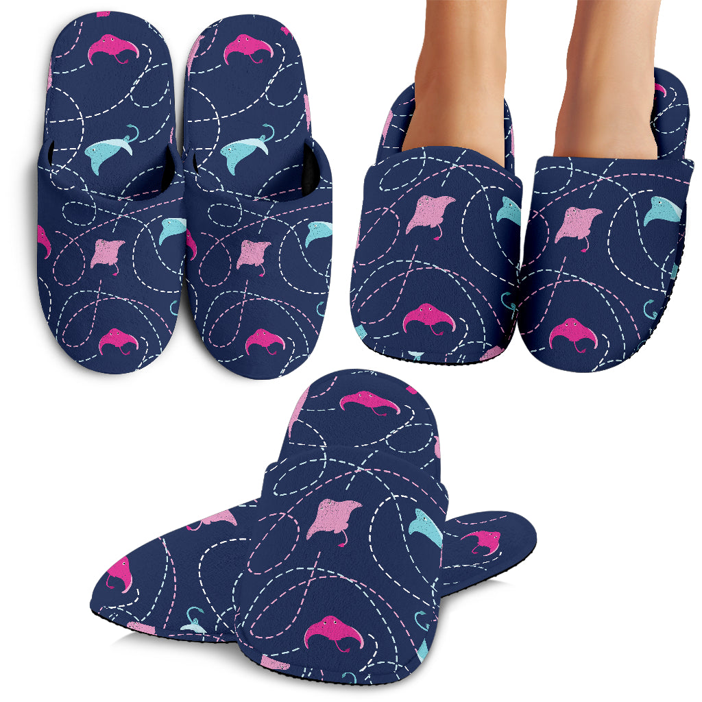 Stingray Pattern Print Design 05 Slippers