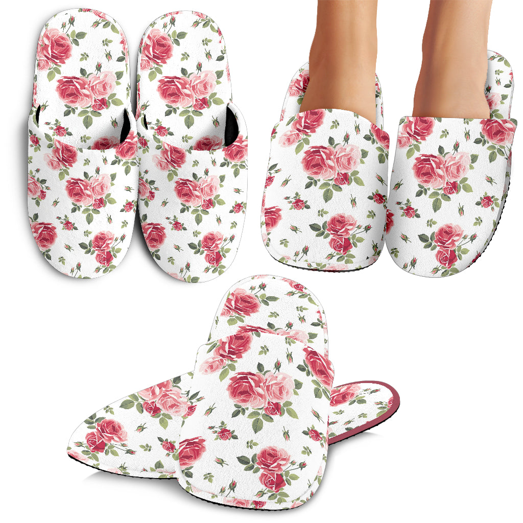 Rose Pattern Print Design 02 Slippers