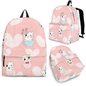Hamster in Cup Heart Pattern Backpack