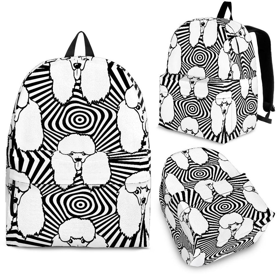 Black and White Poodle Pattern Backpack