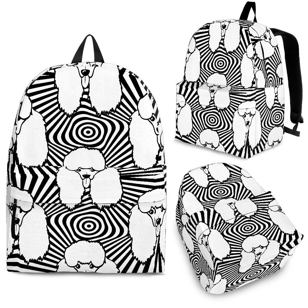 Black and White Poodle Pattern Backpack