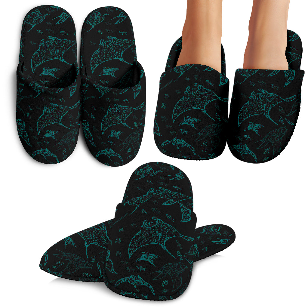 Stingray Pattern Print Design 02 Slippers