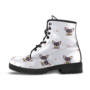 Cute Chihuahua Paw Pattern Leather Boots