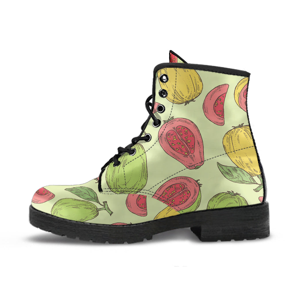 Guava Pattern Background Leather Boots