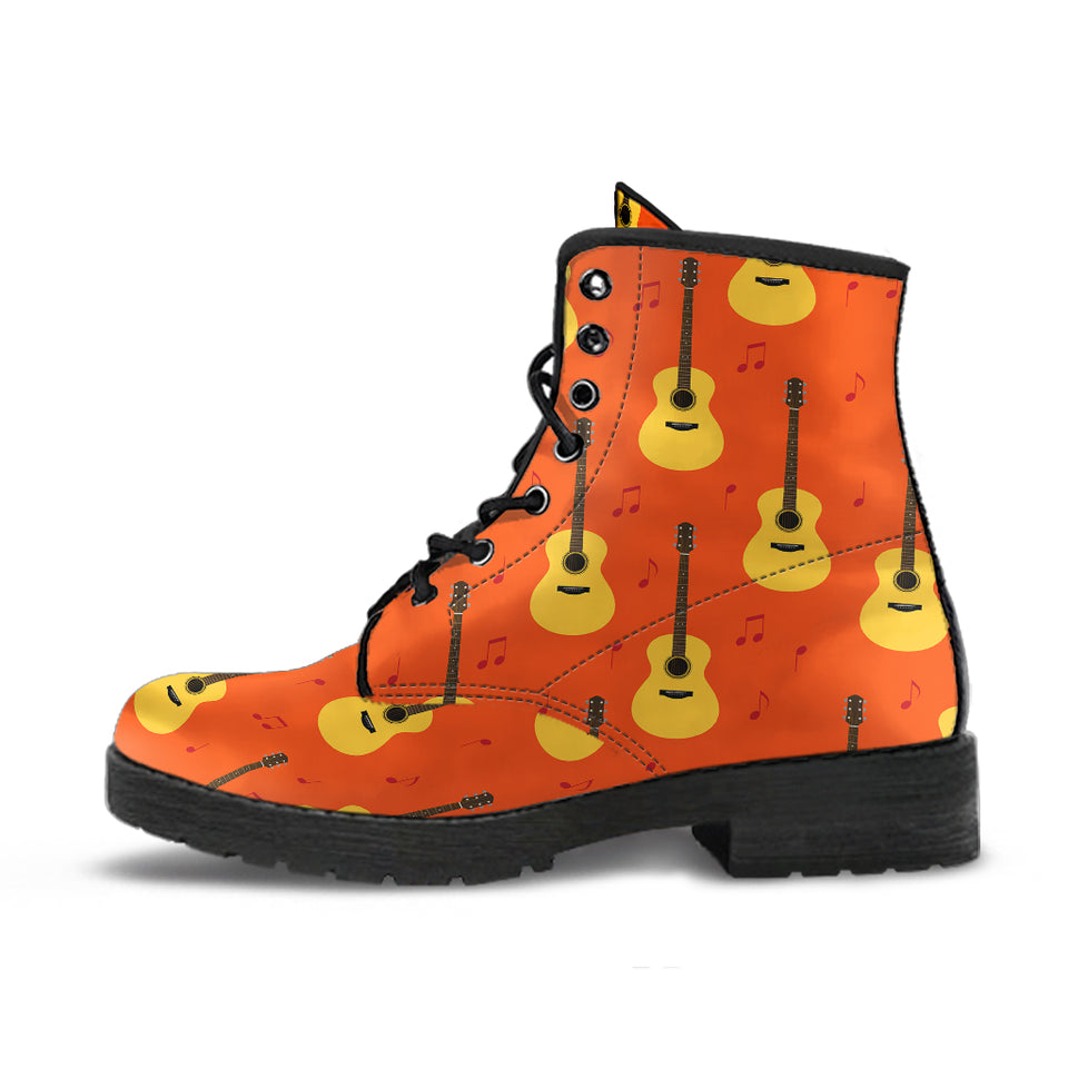 Classice Guitar Music Pattern Leather Boots