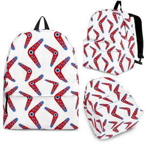 Boomerang Aboriginal Pattern White Background Backpack