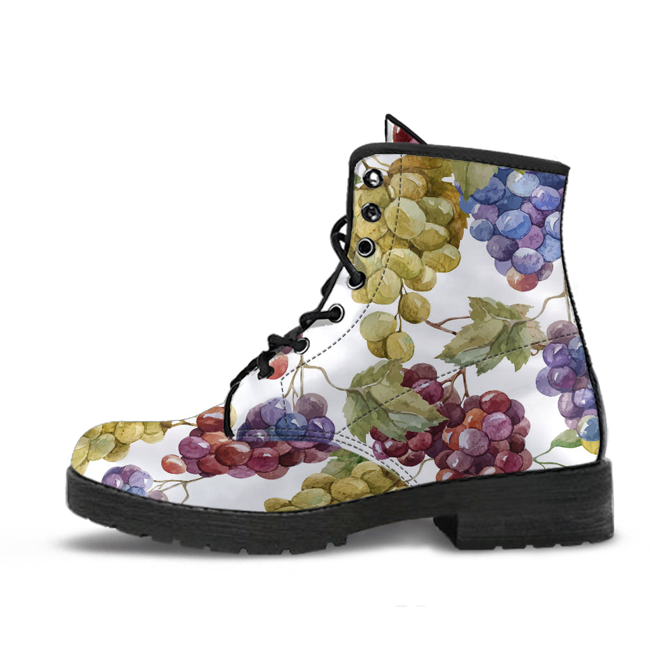 Grape Pattern Leather Boots